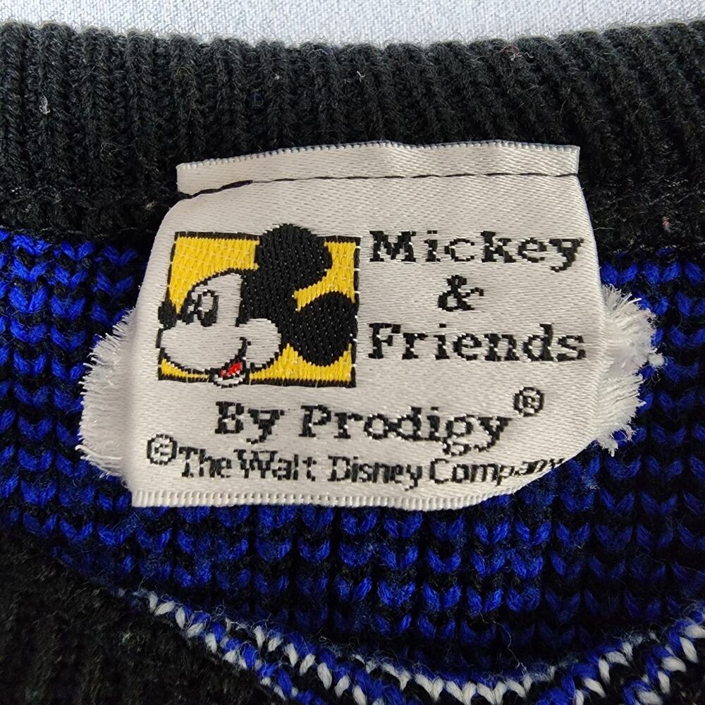 Vintage Mickey and Friends by Prodigy Blue Knit Sweater | Kid's Medium (6) - Picture 7 of 8